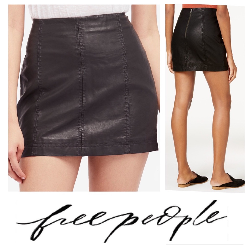 Free People Faux Leather Mini Skirt